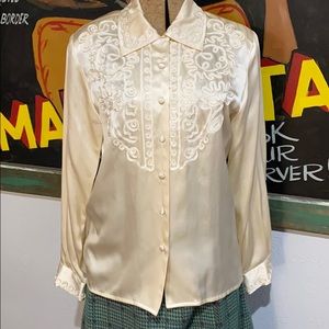 Vintage Nilani Silk Long Sleeve Blouse Size 6